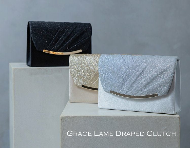 グレイスラメ ドレープクラッチ